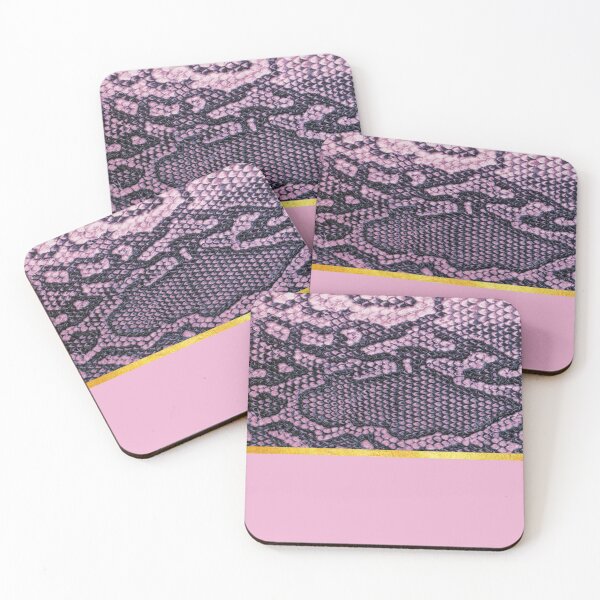 Item preview, Coloured snake print on pink, golden lining designed and sold by ColorsHappiness.