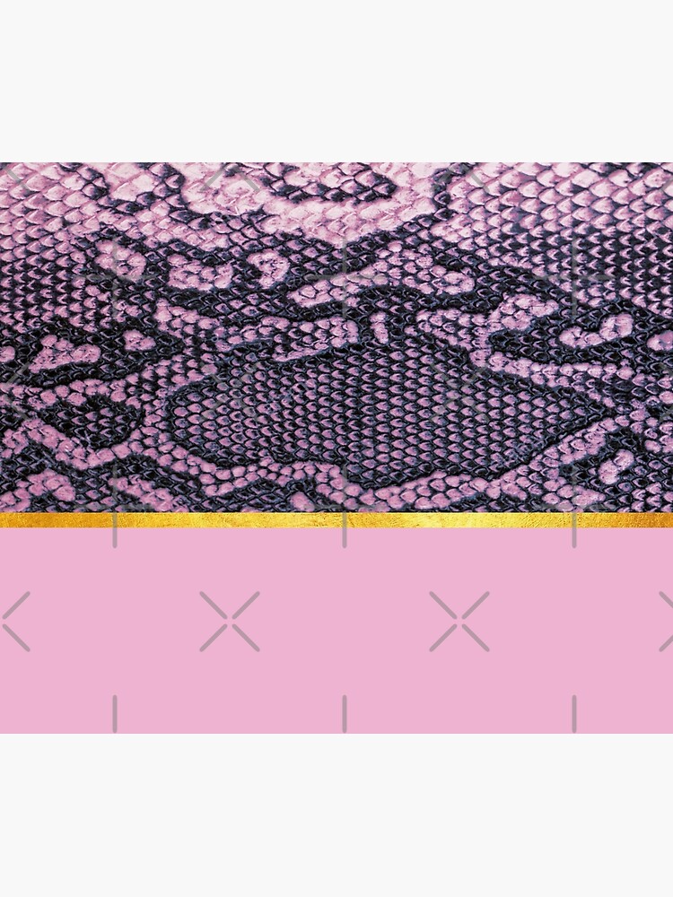 Coloured snake print on pink, golden lining by ColorsHappiness