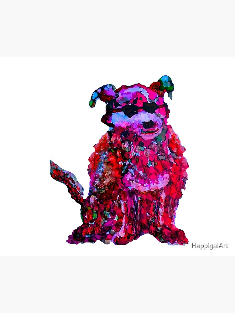 Cool Dog Red Abstract by HappigalArt