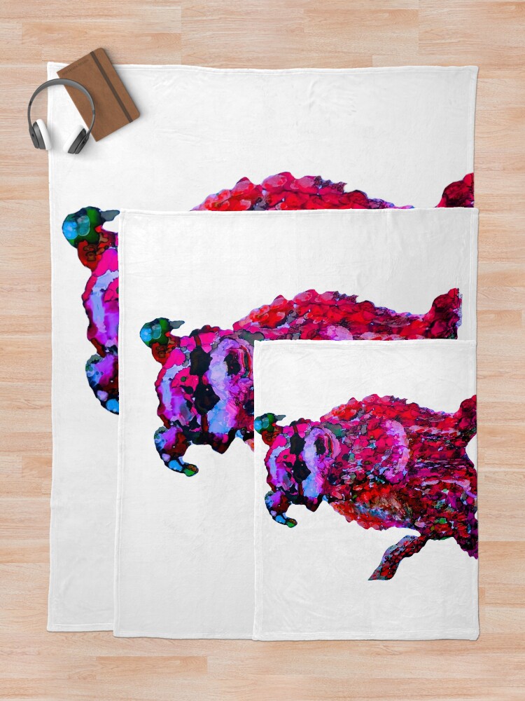 Alternate view of Cool Dog Red Abstract Throw Blanket