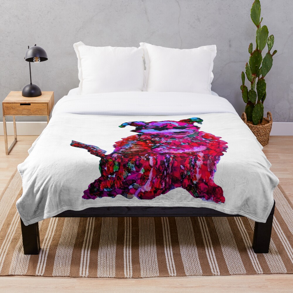 Cool Dog Red Abstract Throw Blanket