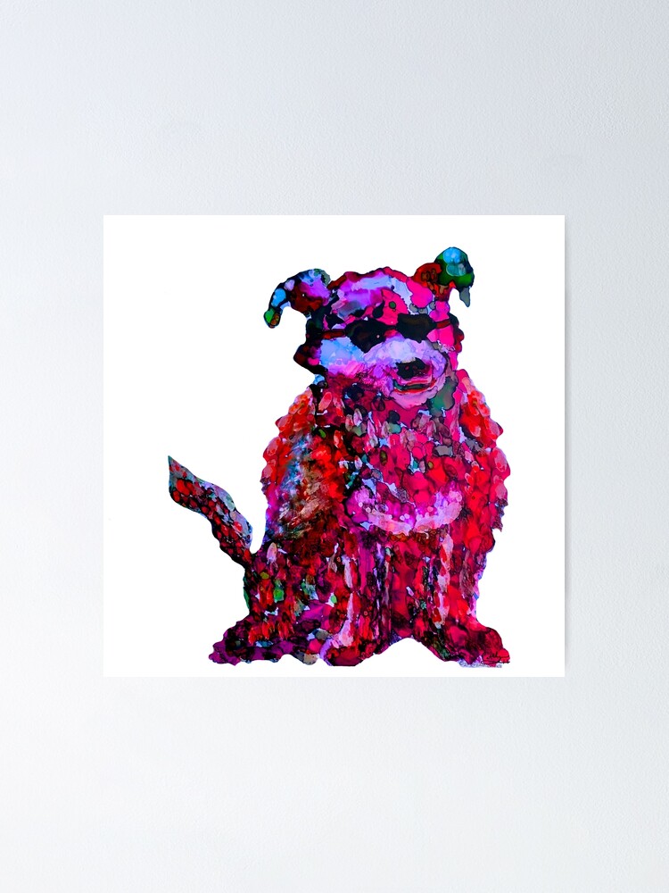 Alternate view of Cool Dog Red Abstract Poster