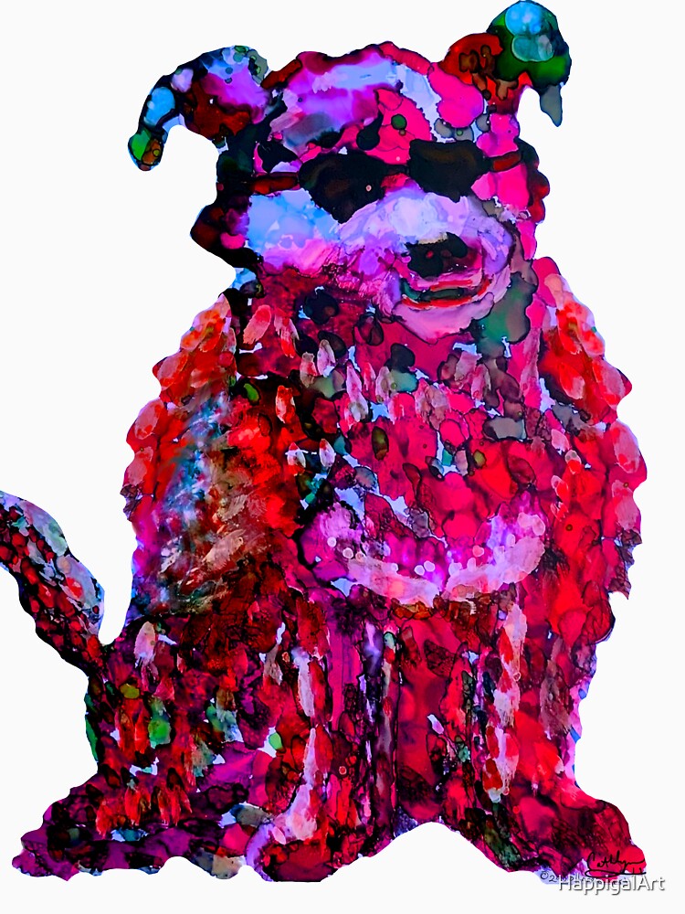 Cool Dog Red Abstract by HappigalArt