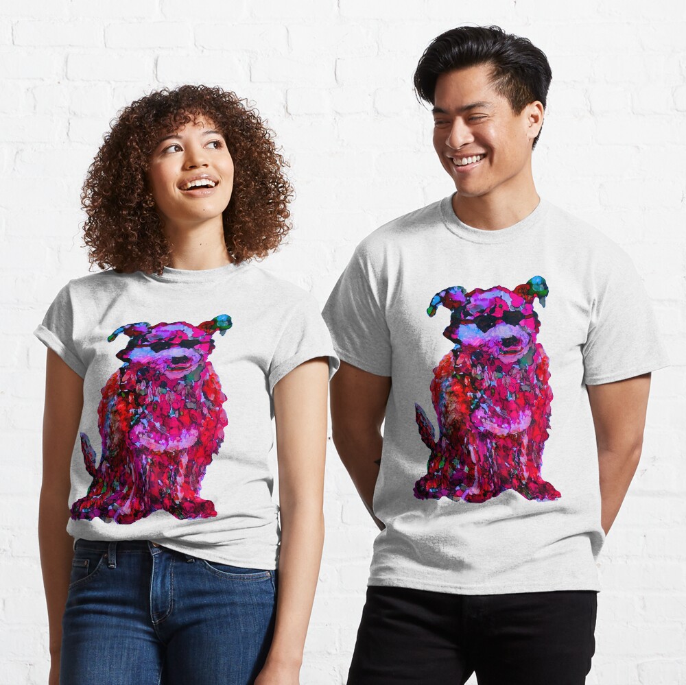 Cool Dog Red Abstract Classic T-Shirt