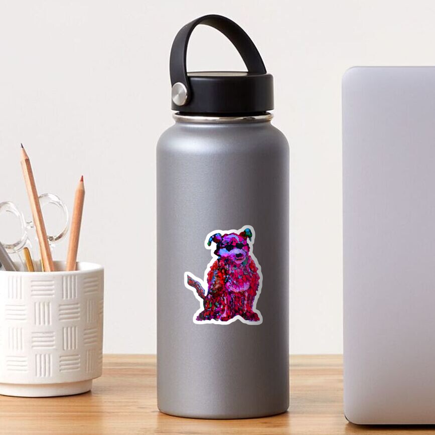 Cool Dog Red Abstract Sticker