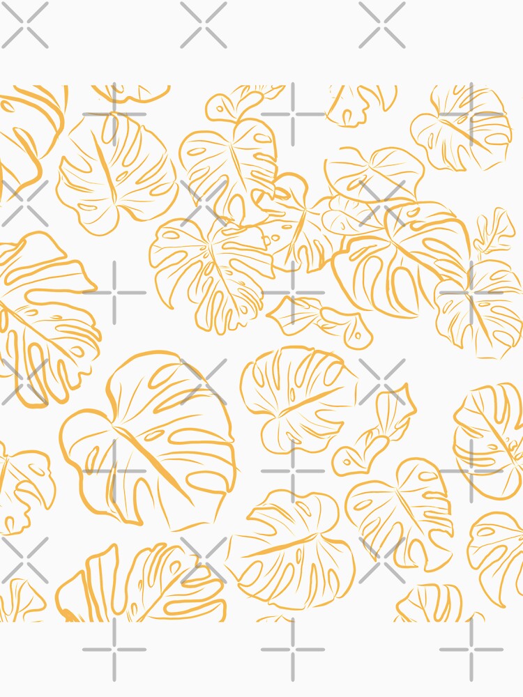 Monstera Jungle large Leaves Marigold Yellow & Rust palette_vector drawing by ebozzastudio