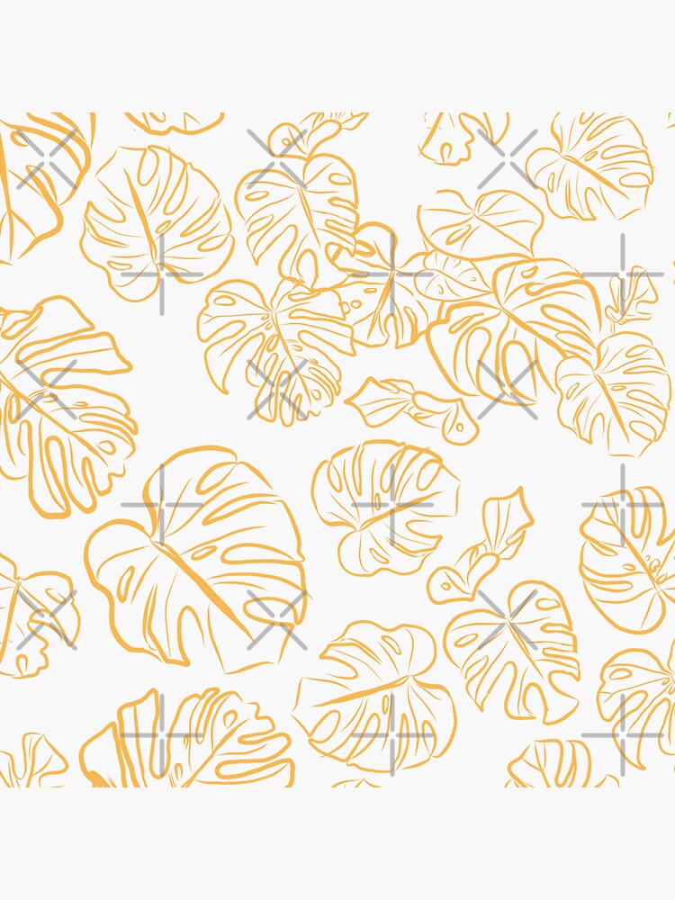 Monstera Jungle large Leaves Marigold Yellow & Rust palette_vector drawing by ebozzastudio