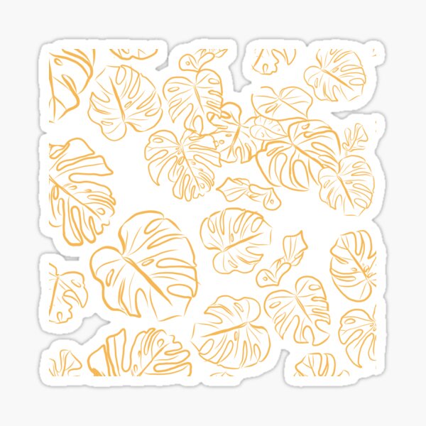Monstera Jungle large Leaves Marigold Yellow & Rust palette_vector drawing Sticker