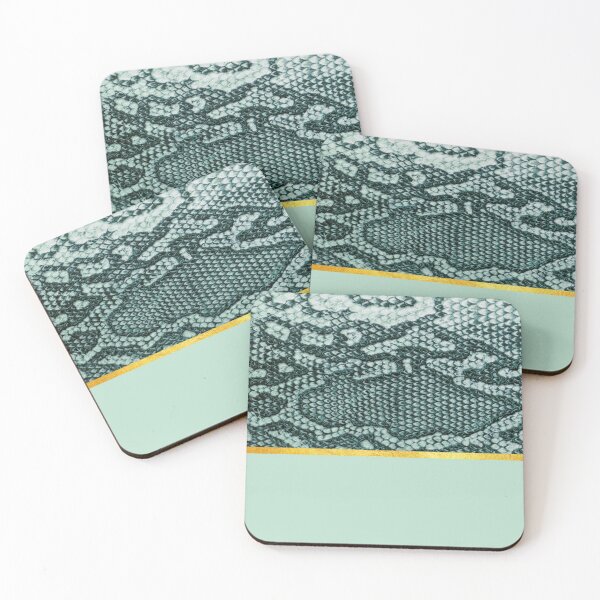 Item preview, Coloured snake print on green, golden lining designed and sold by ColorsHappiness.