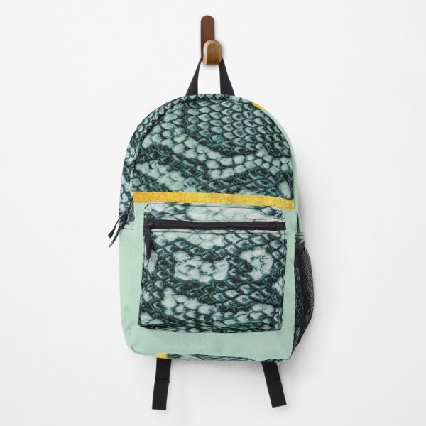 Item preview, Coloured snake print on green, golden lining designed and sold by ColorsHappiness.