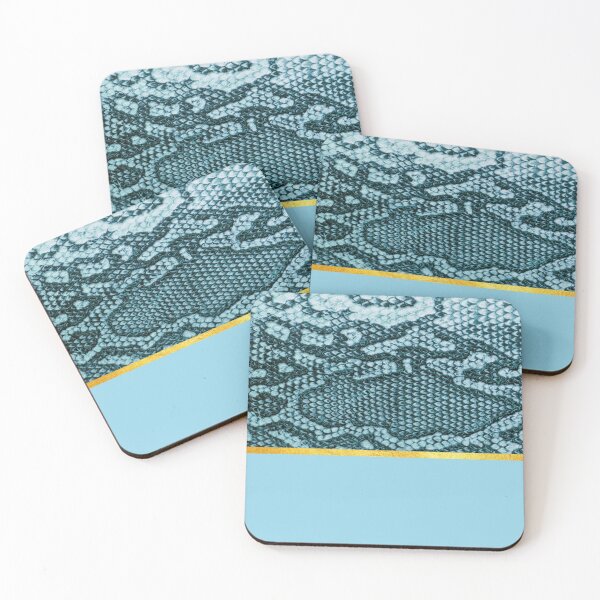 Item preview, Coloured snake print on blue, golden lining designed and sold by ColorsHappiness.