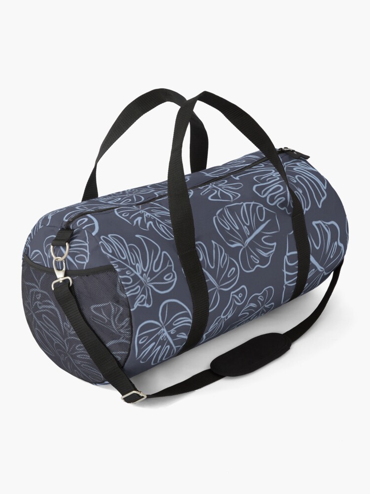 Alternate view of Monstera Blue Jungle Leaves Navy Inkwell blue palette_vector drawing Duffle Bag