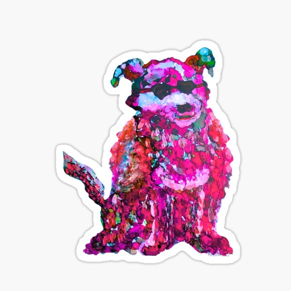 Cool Dog Pink Abstract Sticker