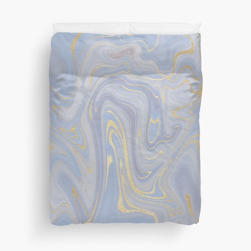 Blue Marble Swirls Duvet Cover