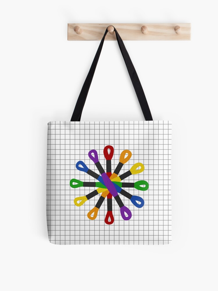 Embroidery Cross Stitch Floss Rainbow Pinwheel with grid Poster for Sale  by GranniePanties