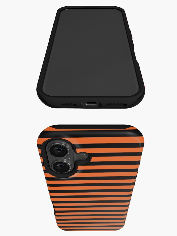 Thumbnail 3 of 4, iPhone Case, Halloween Stripes - Black and Orange - Classic striped pattern by Cecca Designs designed and sold by Cecca-Designs.