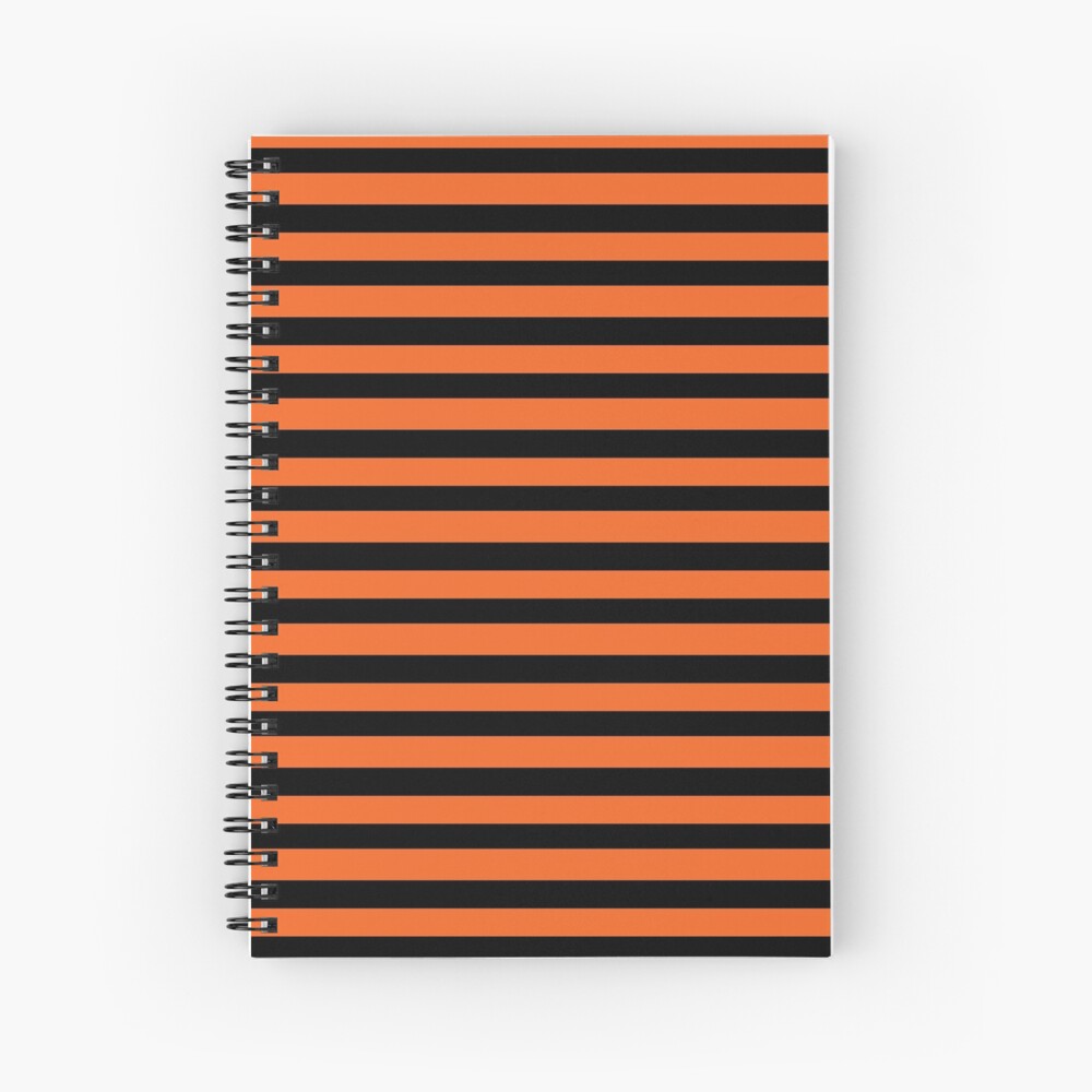 Halloween Stripes - Black and Orange - Classic striped pattern by Cecca Designs Spiral Notebook