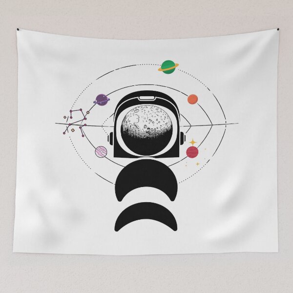Item preview, Moon Face Astronaut And Planets - Black designed and sold by 4U2NV-LDN.