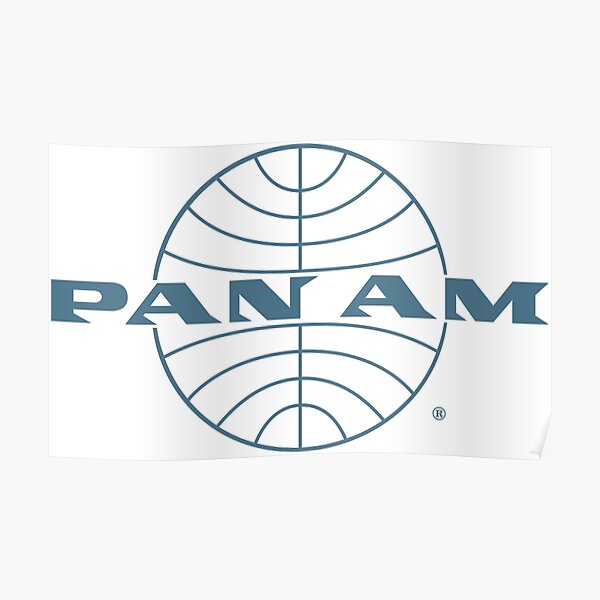 Pan Am Early 1950s Wordmark Extending Thin Frame Globe Poster