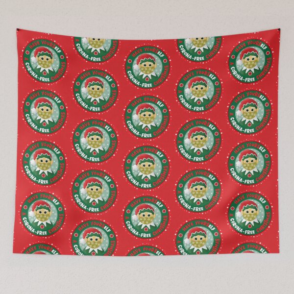 Item preview, 'Have YoursELF a Corona-Free Christmas' Elf -Red designed and sold by VicEllisArt.