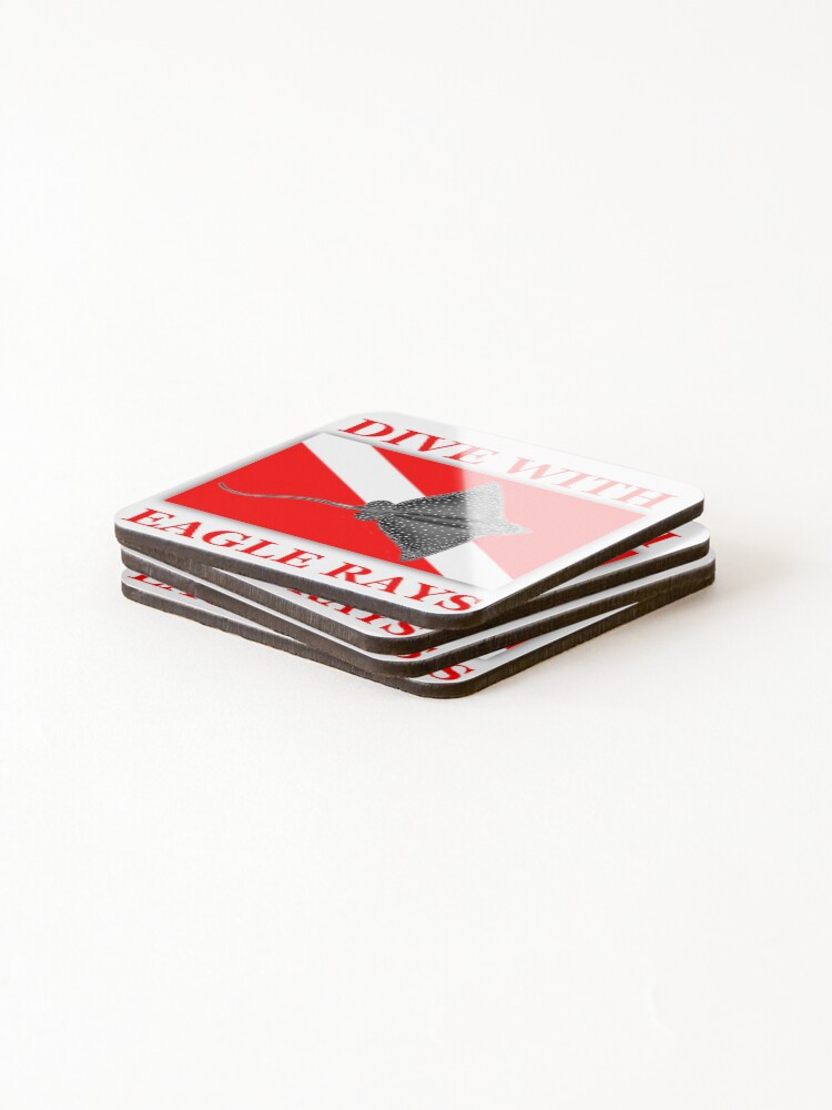 Thumbnail 4 of 5, Coasters (Set of 4), Dive With Eagle Rays designed and sold by KeysTreasures.