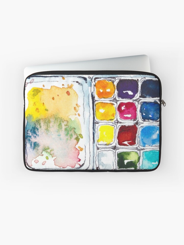 Thumbnail 1 of 2, Laptop Sleeve, Artist Create Watercolor Palette Art designed and sold by Dollfacedesign.