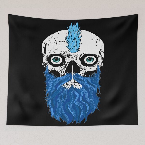 Item preview, Skull with Beard - Bearded Skull Blue designed and sold by Coder-T.