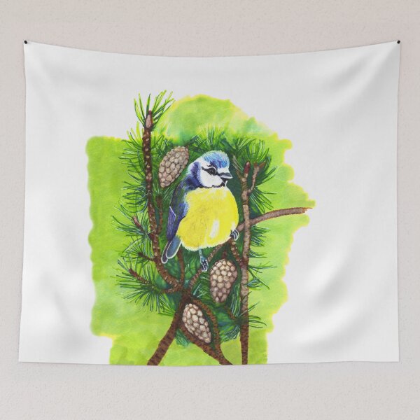 Item preview, Garden Bird on a Pine Tree designed and sold by MitaDreamDesign.