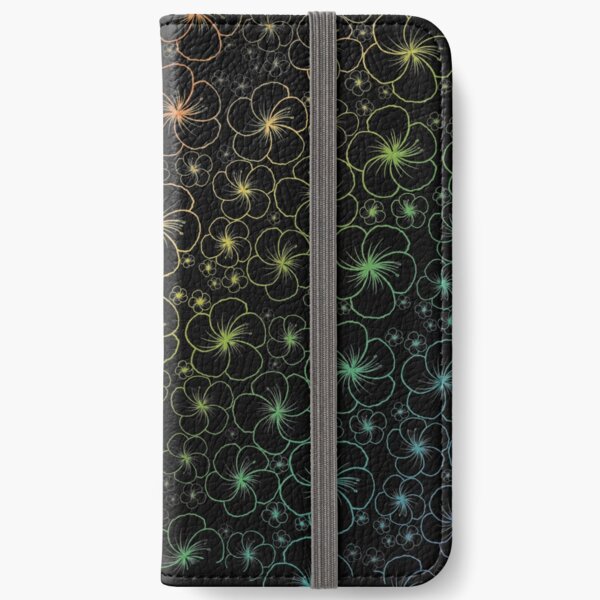 Rainbow White Flowers iPhone Wallet