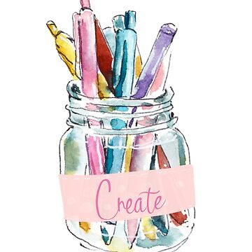 Artwork thumbnail, Create Pastels Glass Jar Watercolor Art by Dollfacedesign