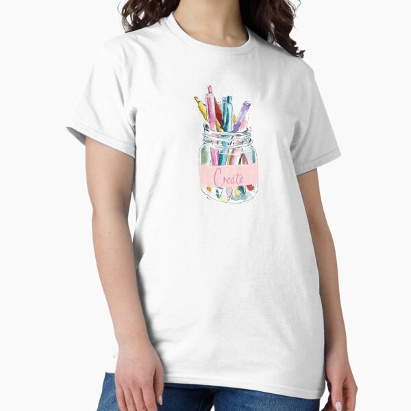 Create Pastels Glass Jar Watercolor Art Classic T-Shirt