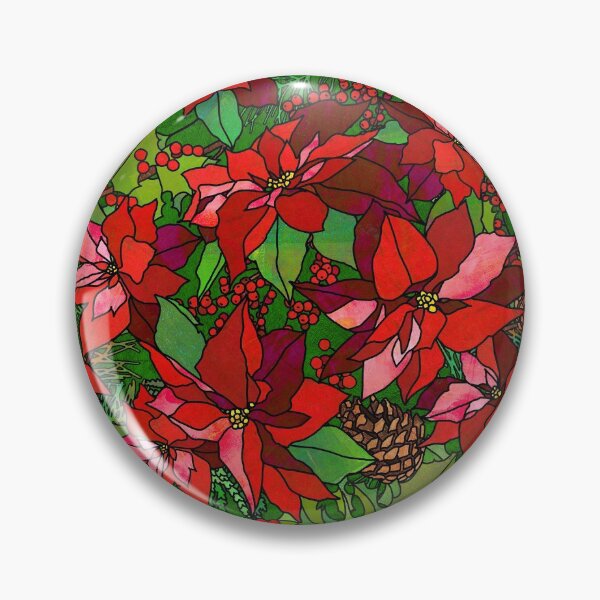 Item preview, Stained Glass Poinsettias Allover Pattern designed and sold by Lynnea Washburn.