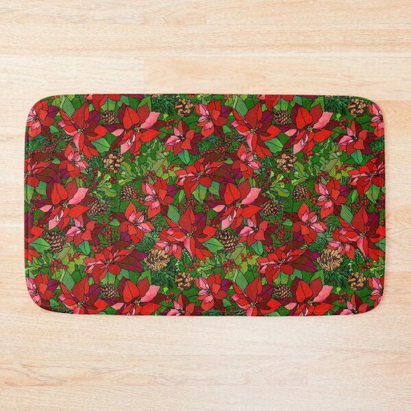 Item preview, Stained Glass Poinsettias Allover Pattern designed and sold by Lynnea Washburn.