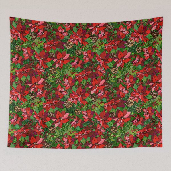 Item preview, Stained Glass Poinsettias Allover Pattern designed and sold by Lynnea Washburn.