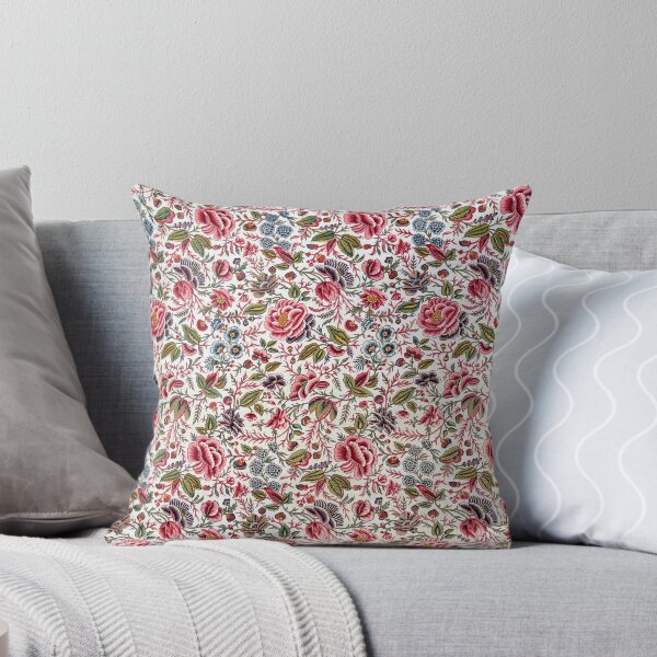 Vintage Oberkampf & Cie..Cotton Textile (1785) from the Cooper Hewitt Museum Collection Throw Pillow
