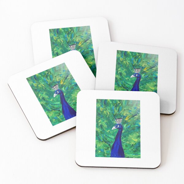 Item preview, Peacock with abstract painted background designed and sold by Caitlin Smith.