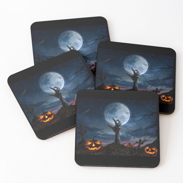 Item preview, Halloween, Cemetery, Pumpkins, Spooky, Full moon, jack o lantern  designed and sold by MrRoccoBlue.