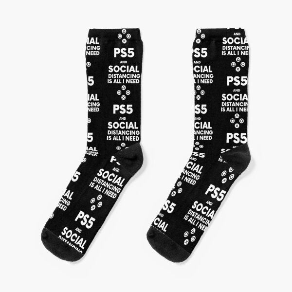 PS5 y el distanciamiento social es todo lo que necesito (blanco) Calcetines