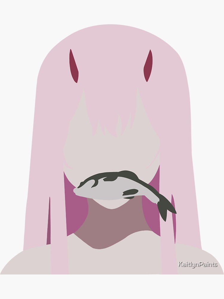 Zero Two Fish Franxx Sticker By Kaitlynpaints Redbubble