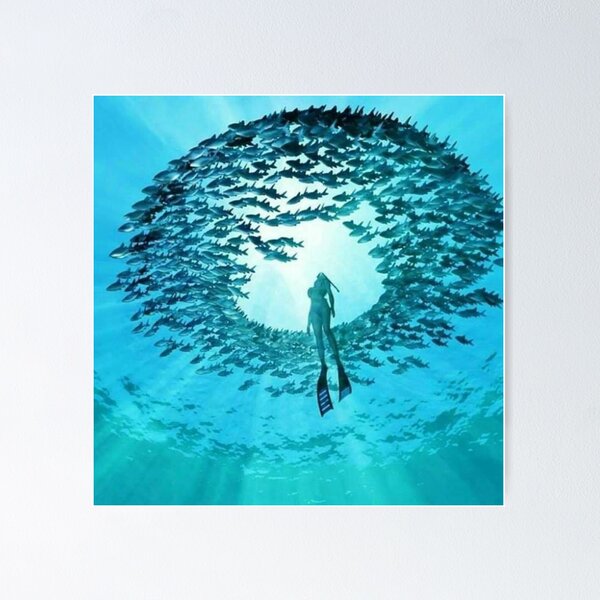 Item preview, The diver and her sharks. designed and sold by Karine Dupras.