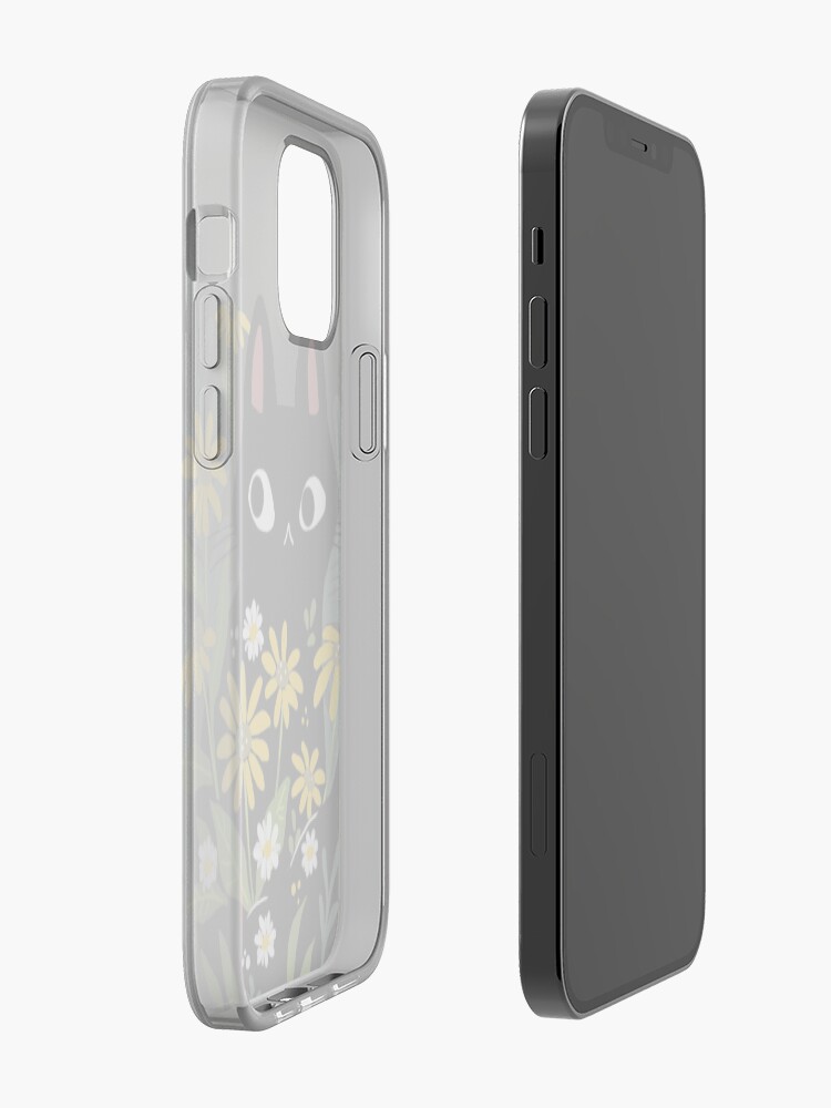Alternate view of Black cat with flowers iPhone Case & Cover