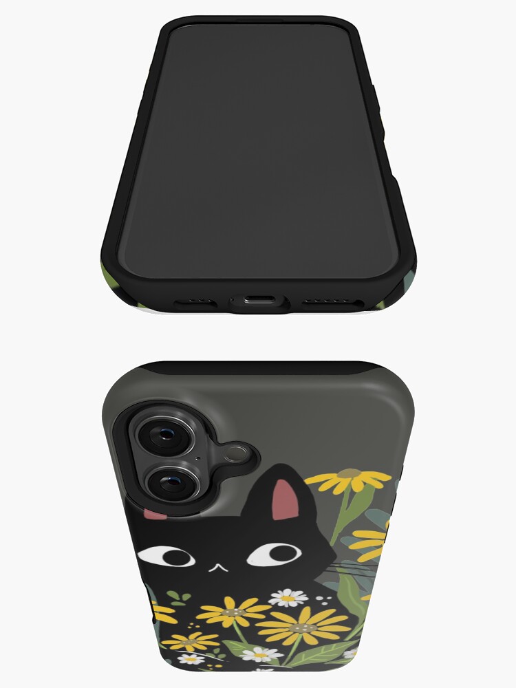 Thumbnail 3 of 4, iPhone Case, Black cat with flowers designed and sold by michelledraws.
