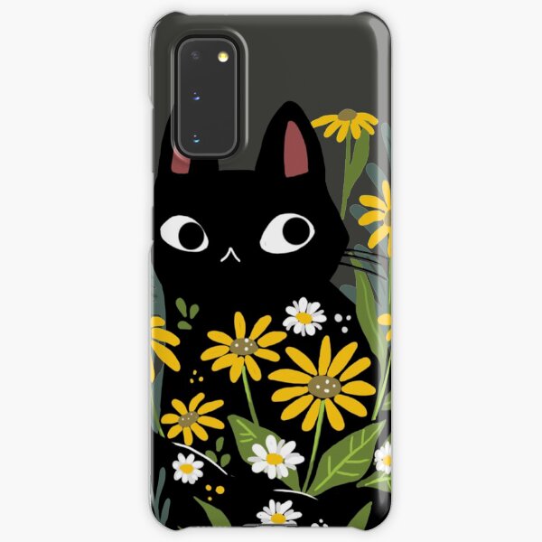 Black cat with flowers Samsung Galaxy Snap Case