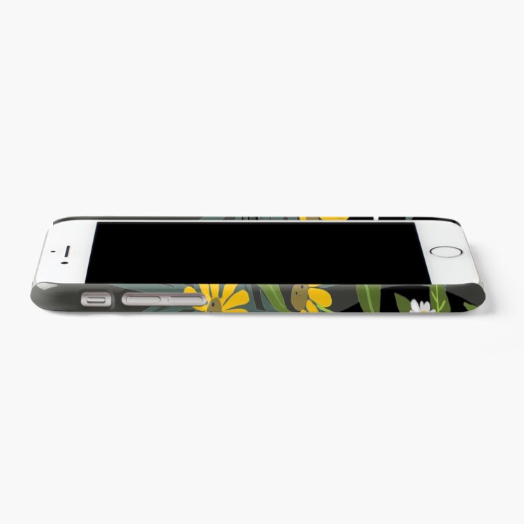Alternate view of Black cat with flowers iPhone Case & Cover