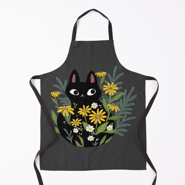Vista previa del artículo con la obra «Gato negro con flores», diseñado y vendido por michelledraws.