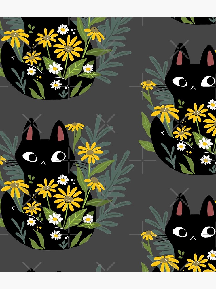 Discover Black cat with flowers  Backpack