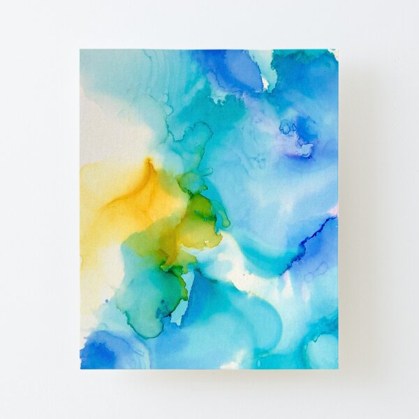 Wispy Blue Alcohol Ink Canvas Mounted Print