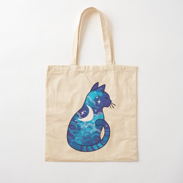 Moon Spirit Cat Cotton Tote Bag