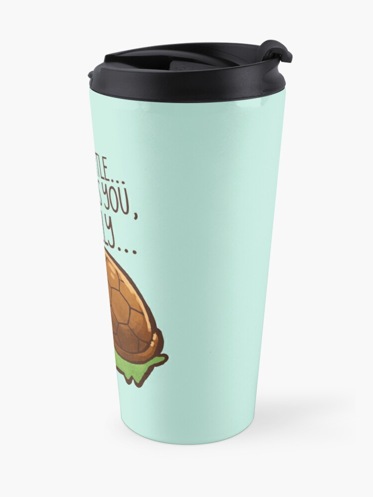 Alternate view of This turtle.. he judges you. Travel Coffee Mug