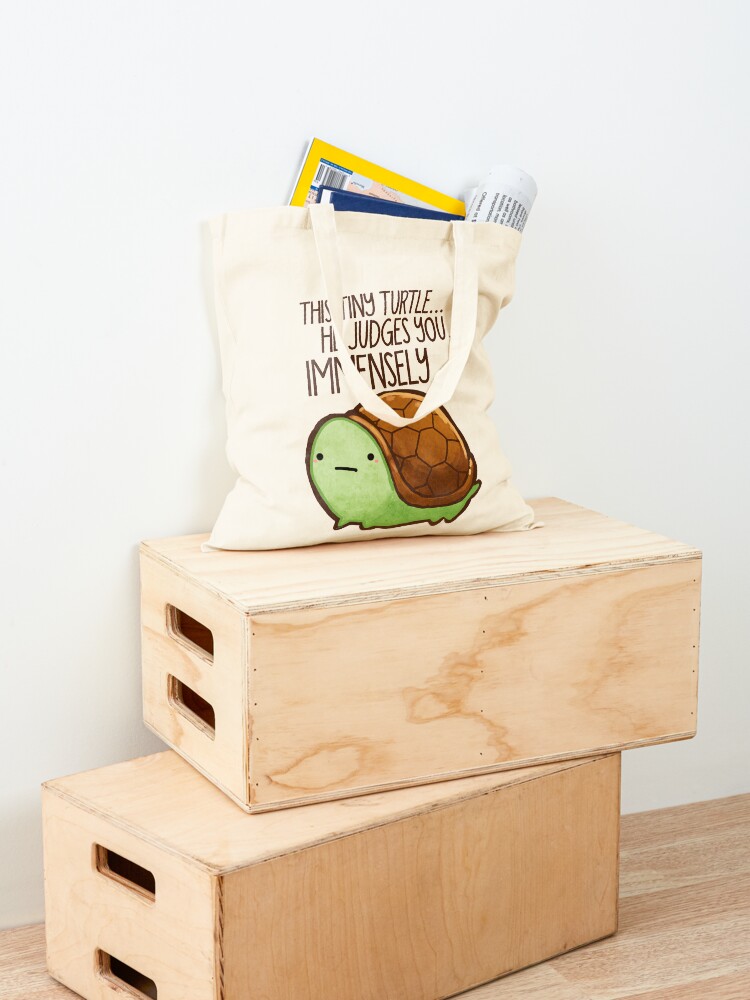 Alternate view of This turtle.. he judges you. Tote Bag